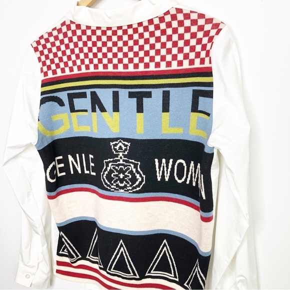 EUROPEAN Staton Autum Gentle Genle woman button down shirt with sweater back - Picture 4 of 14